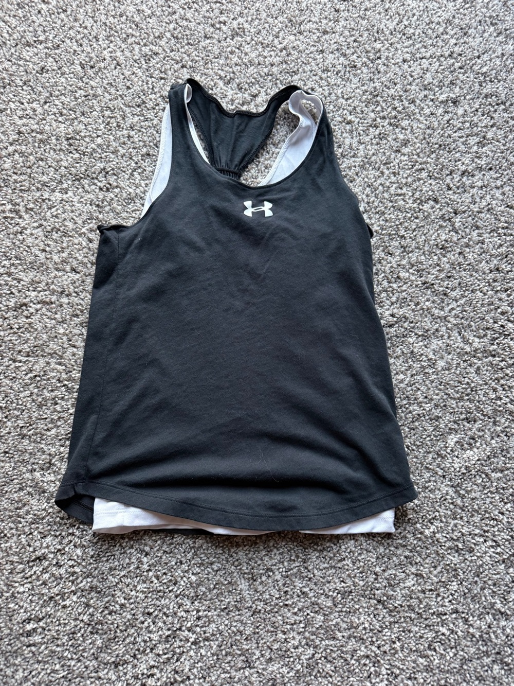 Under Armour Black Racerback Layered Tank with White Liner